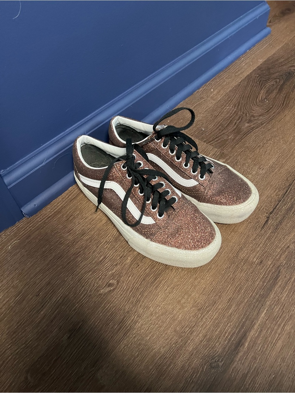 Vans Old Skool Sneakers - Metallic Brown with White Stripe and Black Laces
